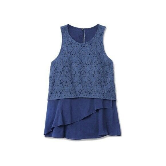 Derek Lam 10 Crosby Tank Women 2 Blue Lace Overlay - Picture 4 of 10